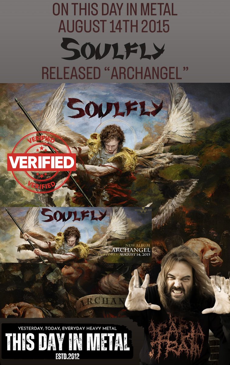 ThisDayInMETAL's tweet image. Aug 14th 2015 #Soulfly released the album "Archangel" #WeSoldOurSoulsToMetal #Sodomites #Titans #Deceiver #GrooveMetal 

Did you know..
It is the band's last album to feature bassist Tony Campos, who left the band shortly after recording to join Fear Factory.
