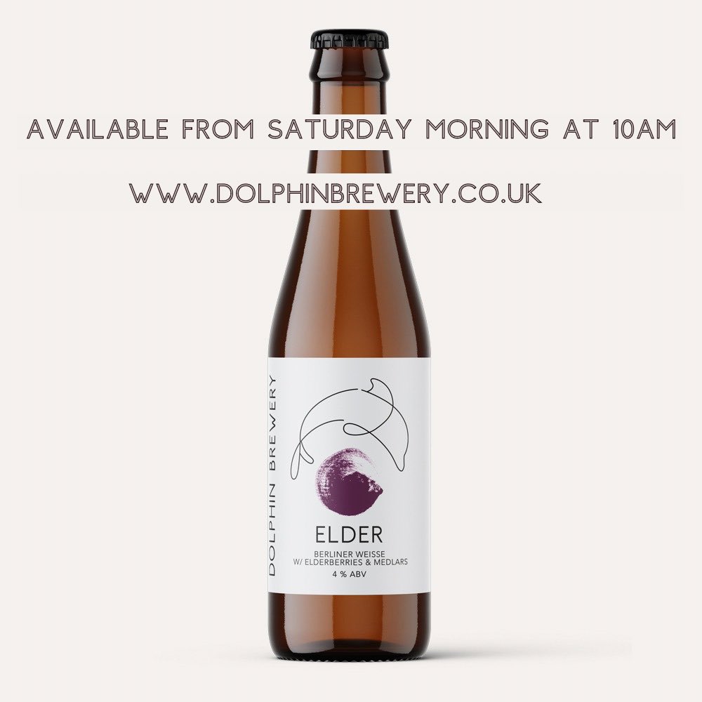 BreweryDolphin's tweet photo. We’ve got two new releases for you this week!

Elder is a lightly soured, easy drinking Berliner Weisse with foraged elderberries, and medlars. At 4% it’s deliciously quaffable! 

Reading / Berkshire residents can order it at our online shop, from Saturday 10am (link in bio) https://t.co/KJfjyr7KAQ