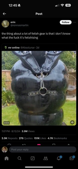 fetish is Weird Little Guy thats Made of Rubber idk sometimes its just Creature or Material Nice on Skin
