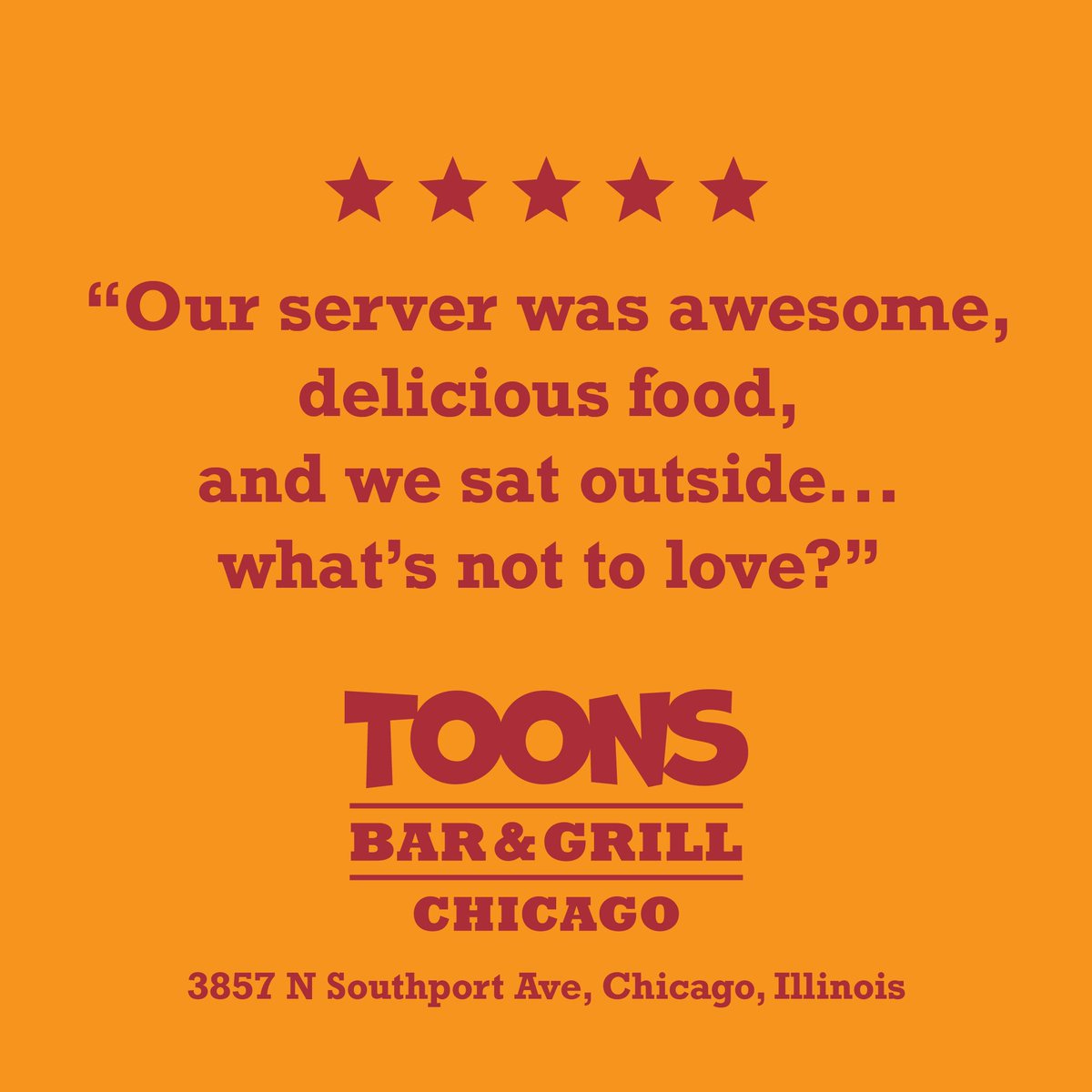 What’s not to love? ❤️

Open daily at 11am. Delivery &amp; pickup available. Call ahead for pickup: (773) 935-1919. View menu &amp; more at chicagotoons.com

#chicagobars #wrigleyville #southportcorridor #lakeviewchicago
