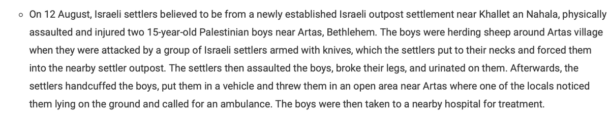 "The settlers then assaulted the boys, broke their legs, and urinated on them" - A peek into life under Israeli settler and occupation rule in the West Bank (Source: UNOCHA)