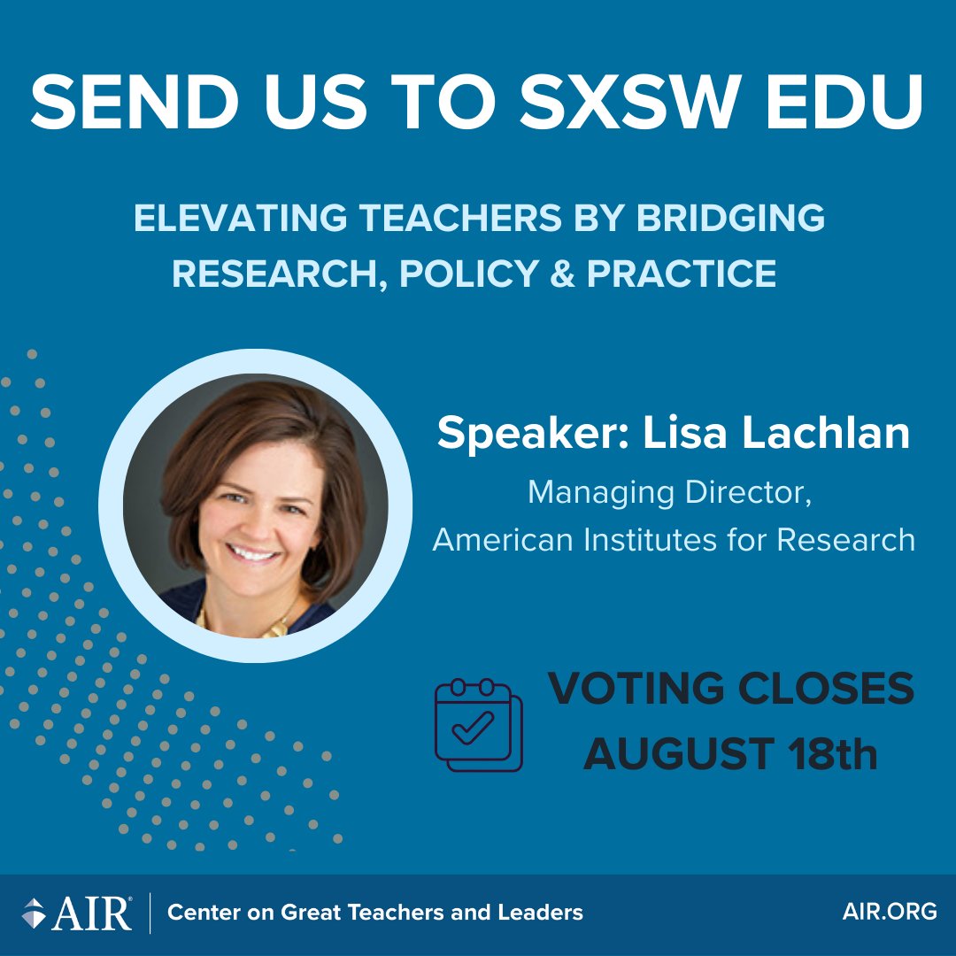 GTLCenter's tweet image. Teachers are irreplaceable yet face daunting working conditions. Learn how leaders are tackling shortages, boosting diversity, and enhancing retention with by VOTING for this #SXSWEDU panel with our very own, Lisa Lachlan! #teacherworkforce #PanelPicker panelpicker.sxsw.com/vote/150529