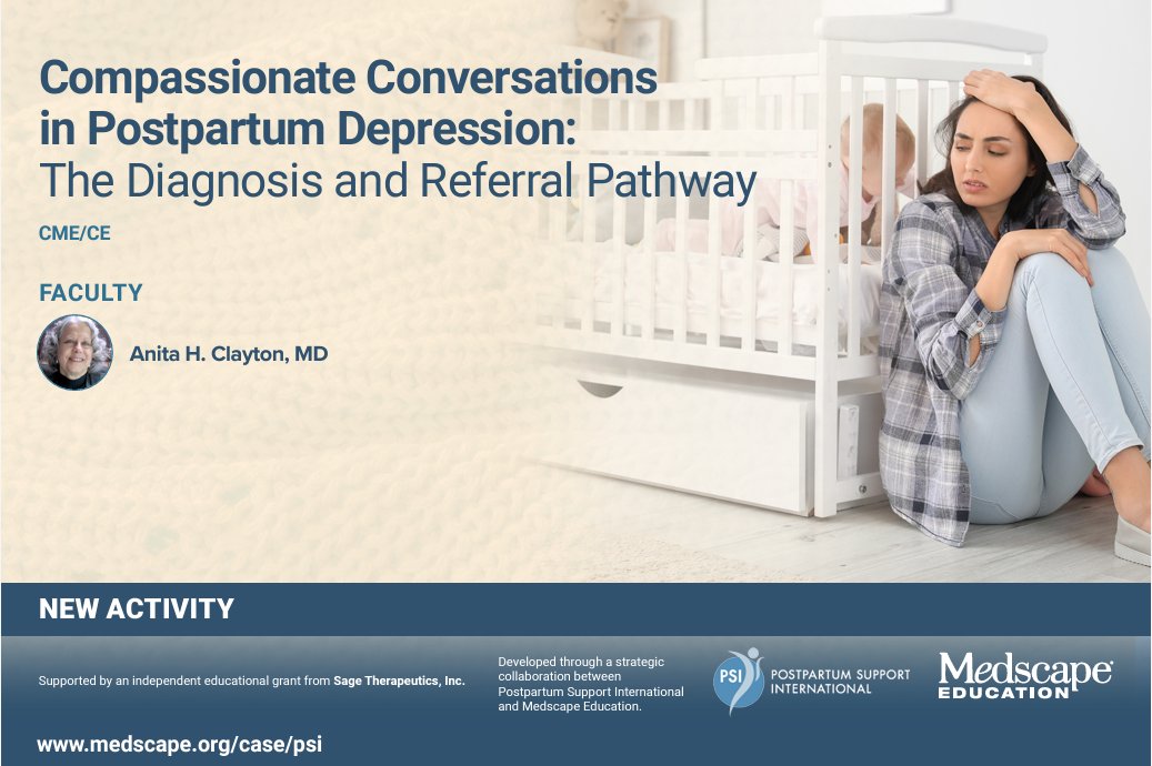 MedscapeCME's tweet photo. Do you know how to assess for postpartum depression (PPD) and discuss PPD with patients? 

Develop key communication skills when screening patients for PPD, discussing a diagnosis of PPD, and providing referral guidance and counseling. https://t.co/8z4D9itxLa https://t.co/H42SwehC3D