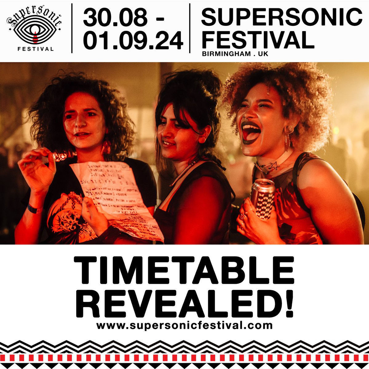 supersonicfest's tweet image. Supersonic 2024 Timetable!!🙌

The Supersonic 2024 timetable and box office
hours are now available! Grab a pen and get circling,
cause you won’t want to miss any of the mind-blowing
music, workshops and talks we have in store for you!

Download here: bit.ly/ss24_timetable