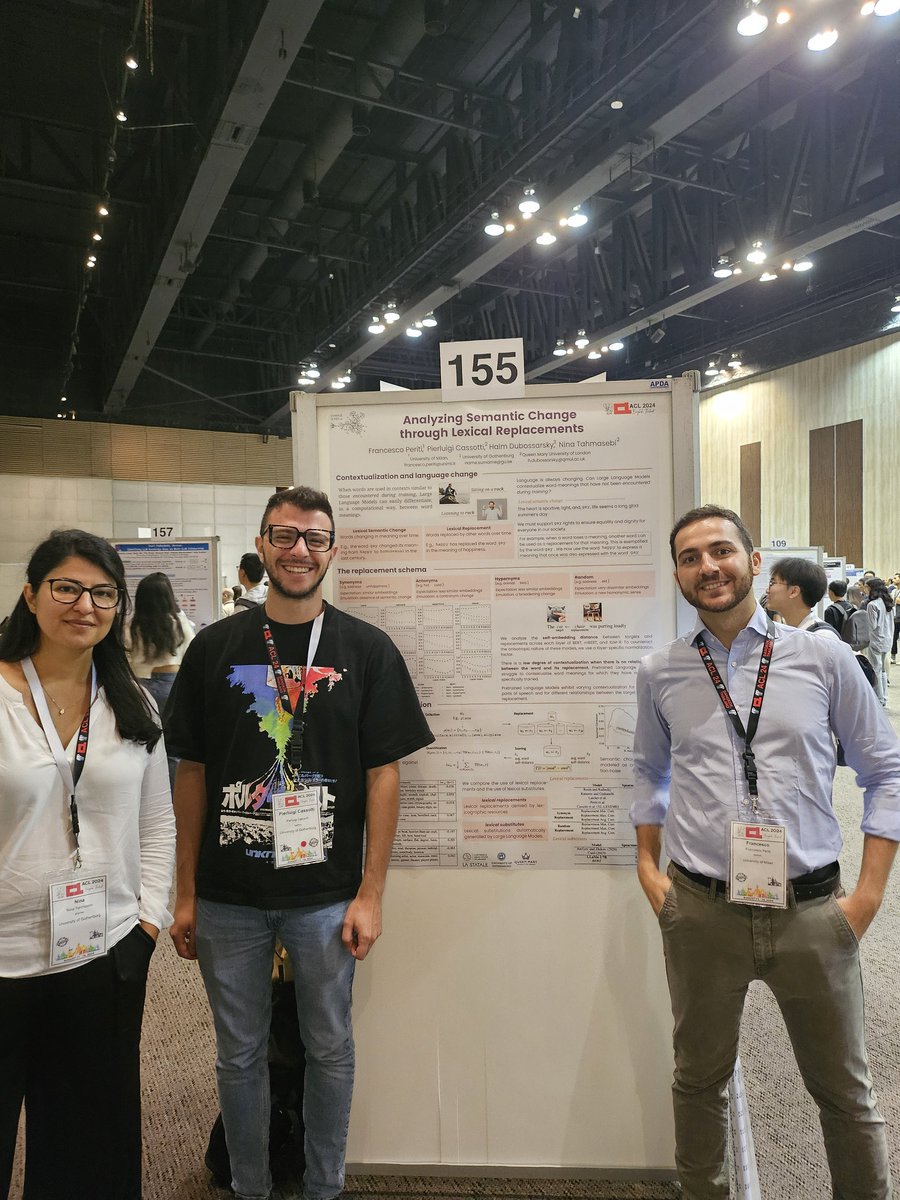 Pierluigi Cassotti (@p_cassotti) on Twitter photo Big thanks to everyone who checked out our posters these past two days! 🚀 Missed them? Catch us tomorrow at <a href="/LChangeWorkshop/">LChange'24</a> and explore the details in the ACL proceedings: aclanthology.org/events/acl-202… <a href="/PeritiFrancesco/">Francesco Periti</a> Big thanks to everyone who checked out our posters these past two days! 🚀 Missed them? Catch us tomorrow at <a href="/LChangeWorkshop/">LChange'24</a> and explore the details in the ACL proceedings: aclanthology.org/events/acl-202… <a href="/PeritiFrancesco/">Francesco Periti</a>