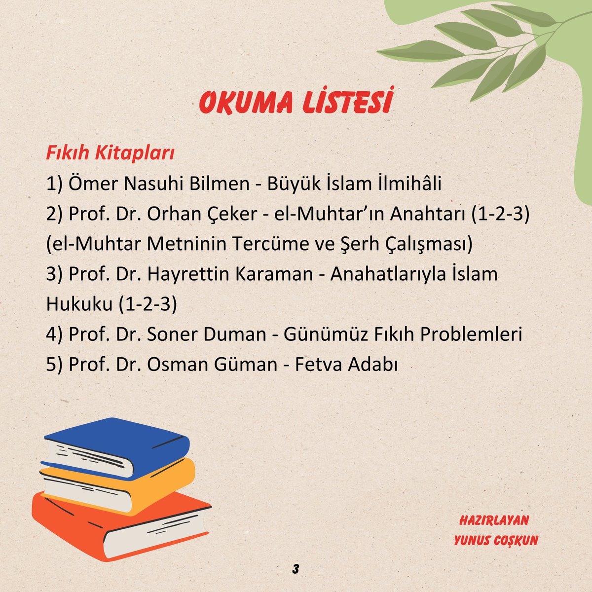 Yns01_02's tweet photo. İslam Hukuku Alanında Yüksek Lisans Yapacaklara Okuma Tavsiyeleri ⤵️⤵️

Not: Bu liste başlangıç seviyesinde olup kendini fıkıh alanında bireysel olarak geliştirmek isteyenler için de uygundur. 

#ilmiçalışmalarım
#fıkıh #islamhukuku