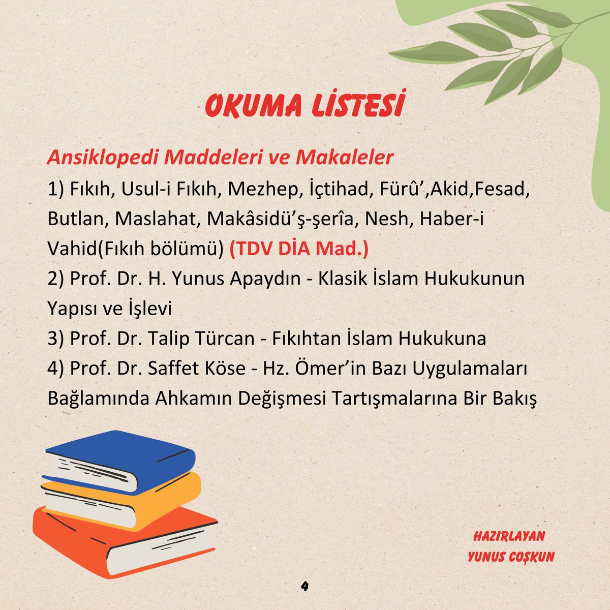 İslam Hukuku Alanında Yüksek Lisans Yapacaklara Okuma Tavsiyeleri ⤵️⤵️

Not: Bu liste başlangıç seviyesinde olup kendini fıkıh alanında bireysel olarak geliştirmek isteyenler için de uygundur. 

#ilmiçalışmalarım
#fıkıh #islamhukuku