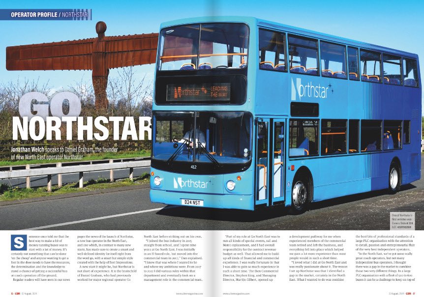 🗞️ GO NORTHSTAR! 🗞️

Jonathan Welch at <a href="/CBWtweets/">Coach & Bus Week</a> magazine has spoken to us about our new services, our growing fleet and how we’ve made a name in the North East with a bold and strong identity.

Read more 👇🏻
cbwmagazine.com/go-northstar/