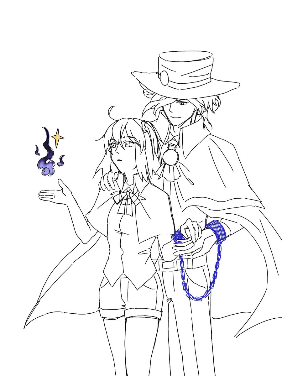 エドぐだらくがき #fgo 
後で色を塗ります
星と炎の光、手(運命)を繋いで