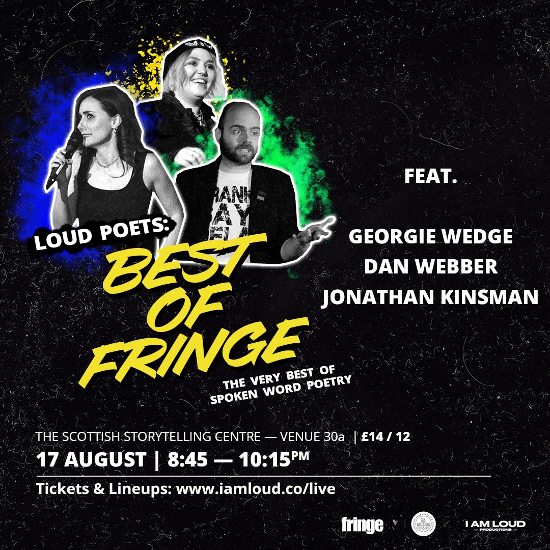We had a lovely break after our Grand Slam Final but we're back in action this weekend with our final two Best of Fringe shows. 

16th: @jennywithwords,<a href="/BenMacpherson1/">Ben Macpherson</a>
&amp; Beth Macdonald   

17th: Georgie Wedge, <a href="/Dan_Webber_poet/">Dan Webber</a> &amp;
@manykinsmen

Tickets.
…storytellingcentre.online.red61.co.uk/event/913:5607/