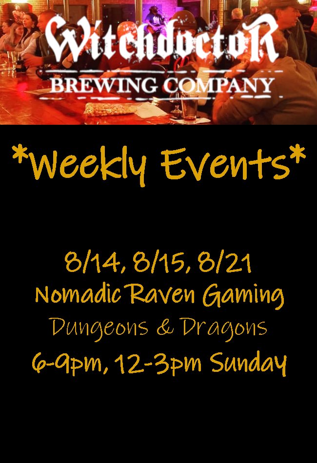 WitchdoctorBrew's tweet image. #weeklyevents #dungeonsanddragons #draftbeer #canbeer #witchdoctorbrewing #thecureforwhatalesyou #factorysquare