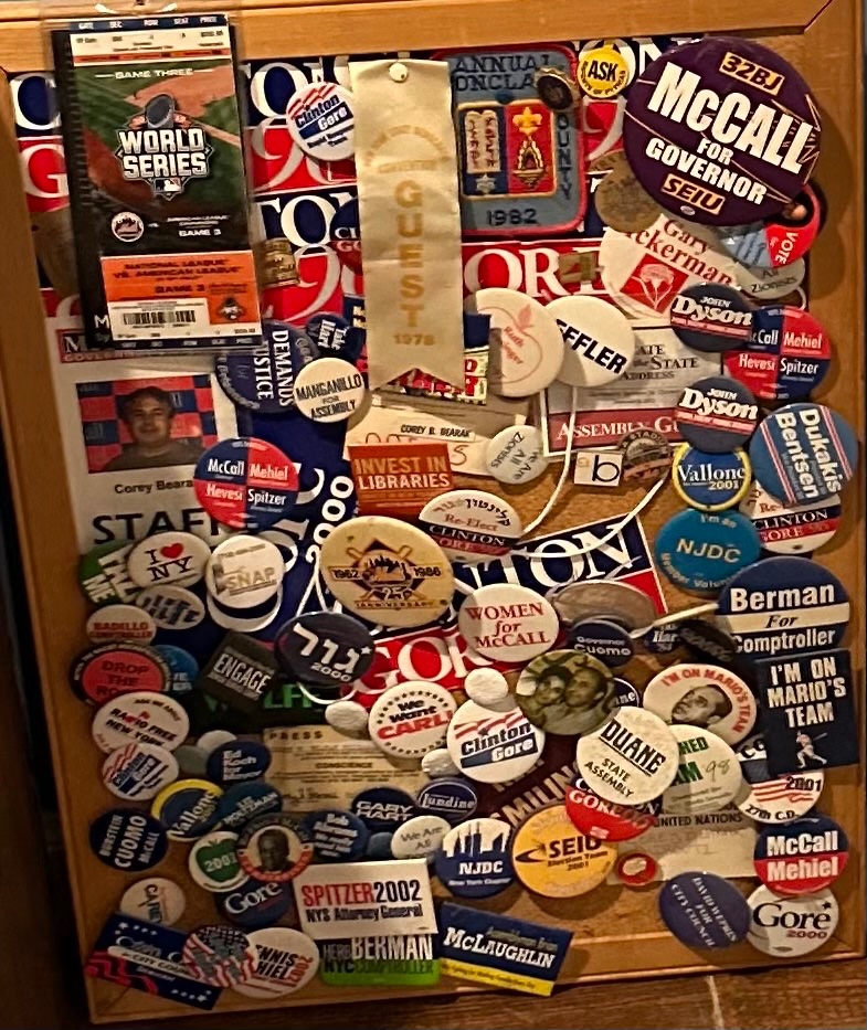 Button display outside office closet