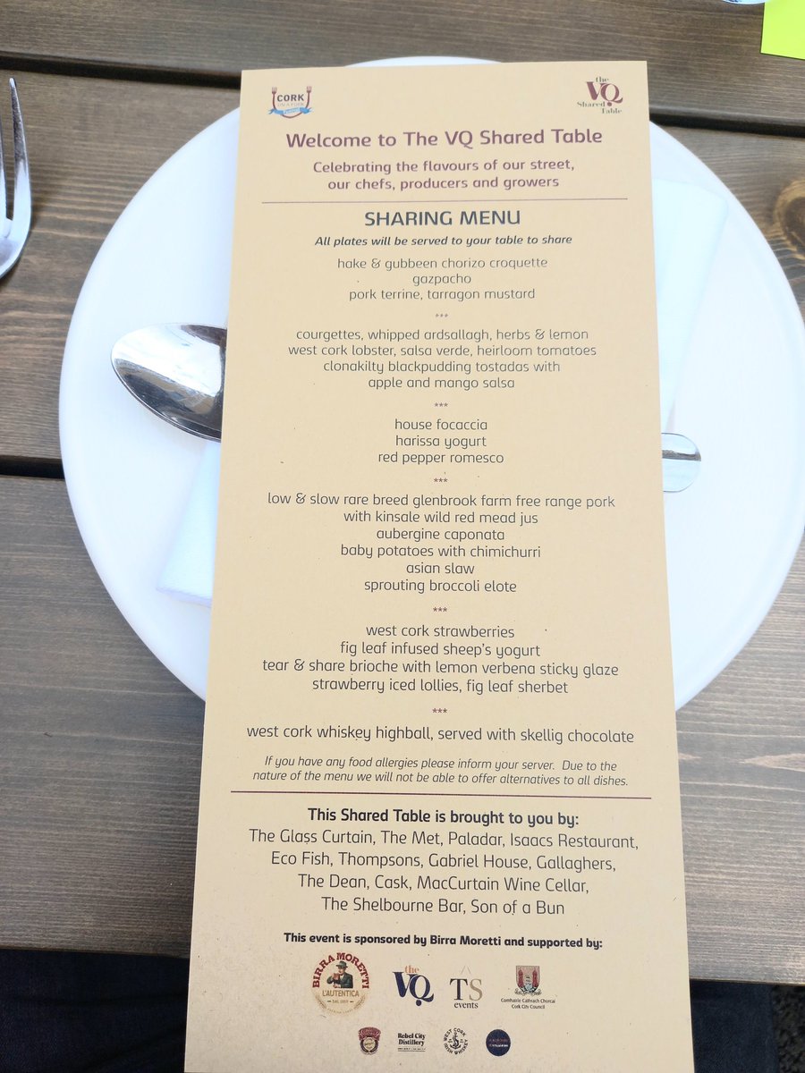 corkcitycentre's tweet image. Looking forward to an excellent offering.. @The_VQ_Cork #sharedtable