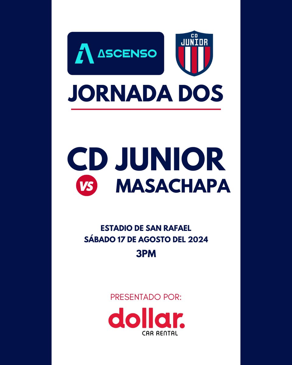 📍 Jornada dos
🏆 @ascensonic
🆚 Masachapa FC
📆 Sábado 17 de agosto 2024
🏟️ San Rafael
⏱️ 3PM