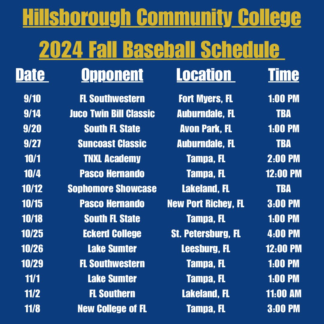 Fall Schedule is out!