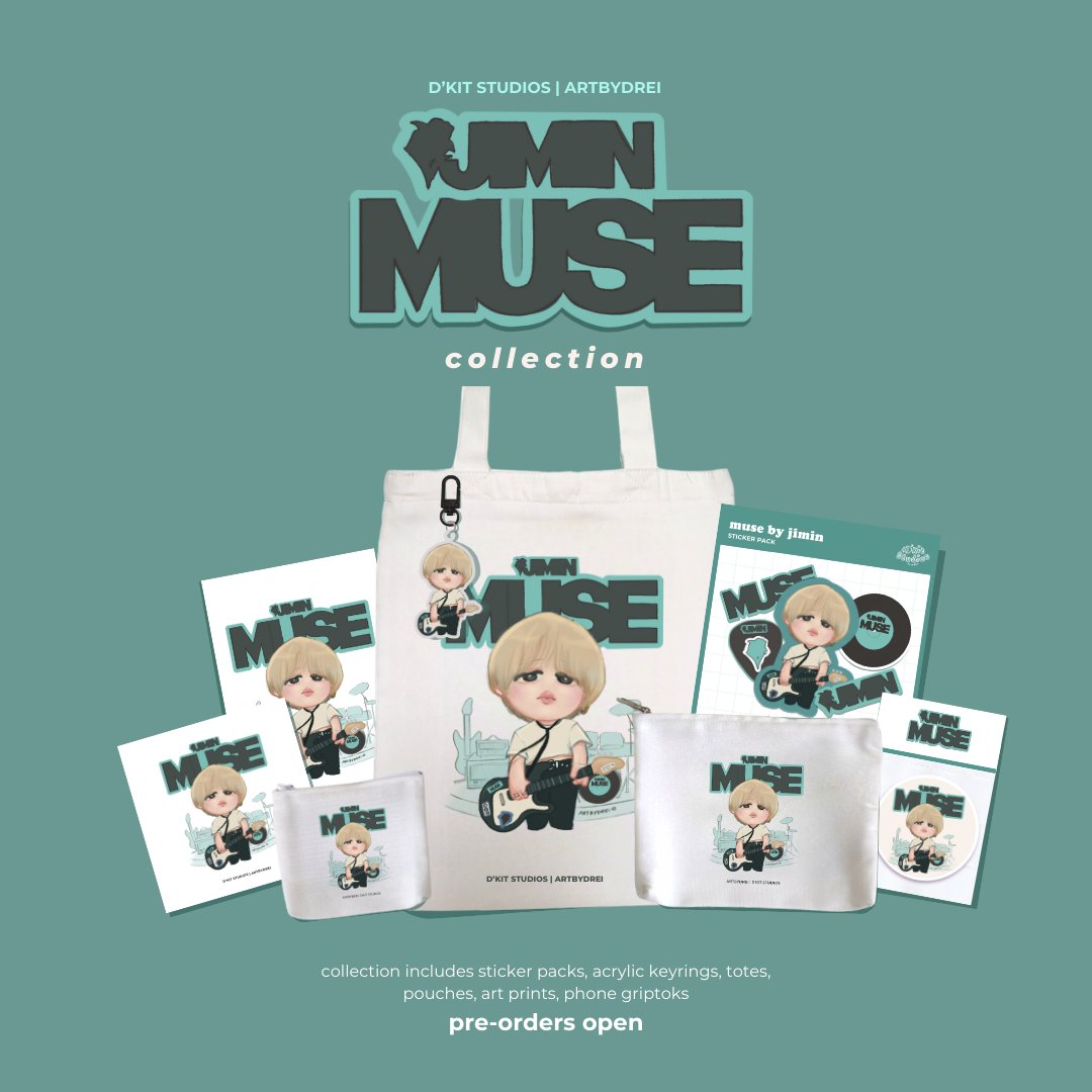 dkitstudios's tweet photo. ☆ MUSE by Jimin - inspired Collection
pre-orders open: https://t.co/mACgB1UcWH 

• acrylic keyring, sticker pack, tote bag, pouch &amp; purse, key chain strap, griptok, art print

batch 1: Aug 14 - 21
wts lfb jimin muse bts army

👇catalog &amp; POB gift 💌 https://t.co/f6Hm8lw4m5