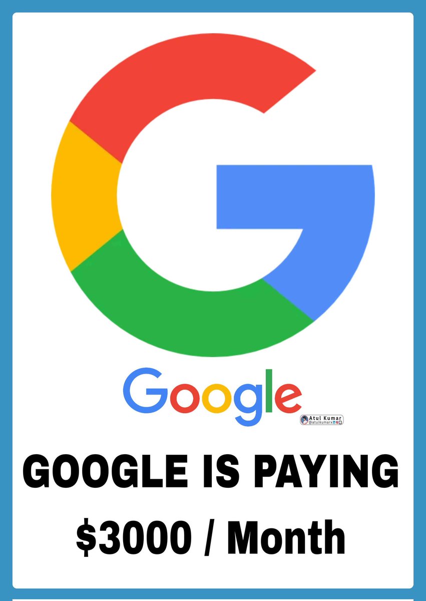 Google is now paying $ 3000/month to use the Internet for 2-3 hours per day 

You can also make, If you have:

1. Internet
2. Mobile
3. Time

Have prepared a guide for this  

For absolutely FREE: - 48 Hrs ⏰

To get it:  

👉🏻Like and Retweet
👉🏻Reply with “send”

[ Must be