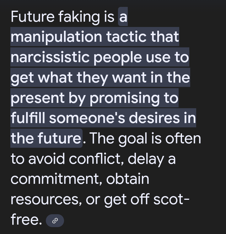 CookieKL's tweet image. Future Faking.. they make promises to get what they want... #Narcissist 
#faking #lies 🤥🤥🤥