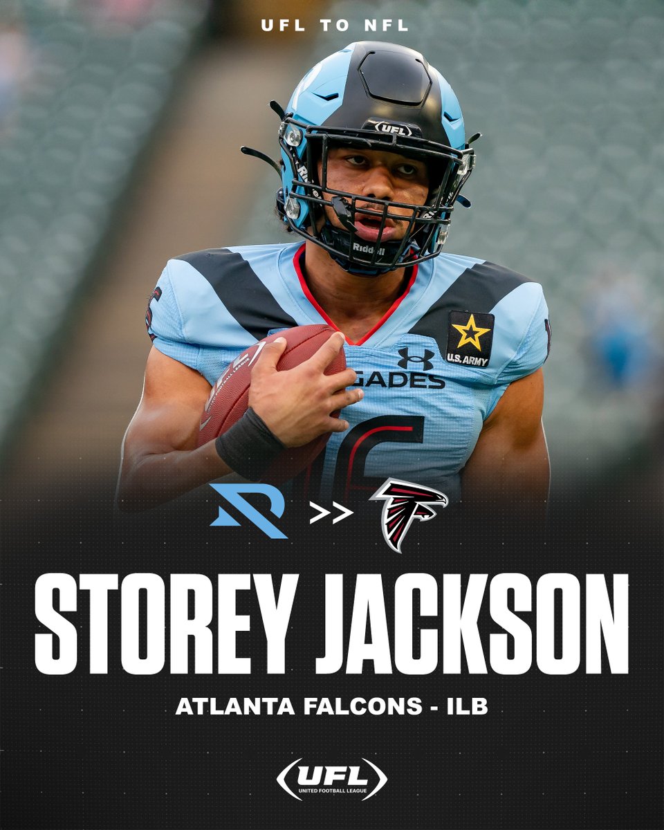 The <a href="/AtlantaFalcons/">Atlanta Falcons</a> are signing former <a href="/XFLRenegades/">Arlington Renegades</a> ILB Storey Jackson 🤩🔥