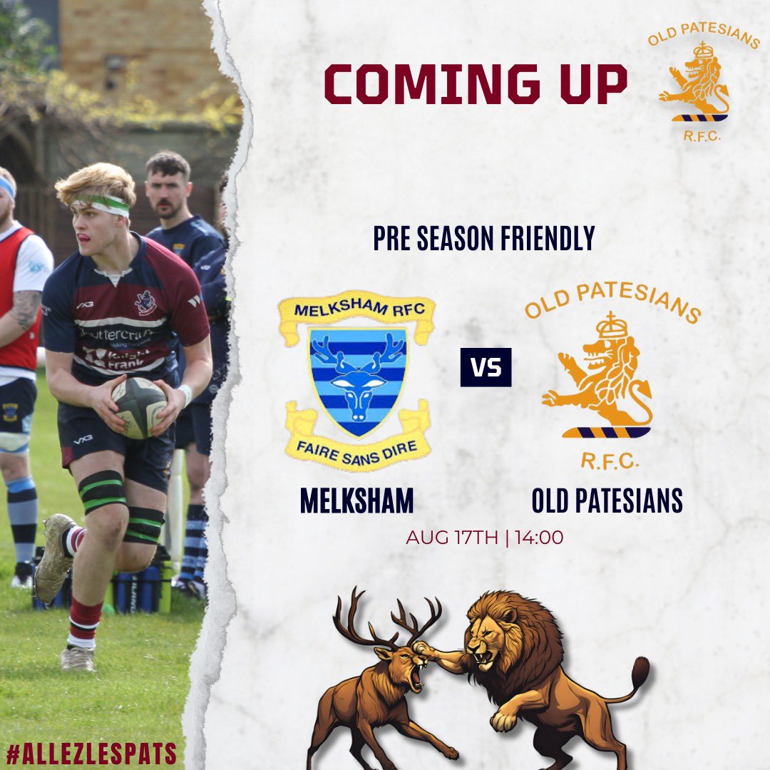 Old Patesians RFC (@oldpatesiansrfc) on Twitter photo โก๏ธRUGBY IS BACK โก๏ธ
The 2024/25 season gets underway this weekend as we make the trip to play <a href="/melkshamrfc/">MelkshamRFC</a> in our first pre-season friendly ๐ค
The whole squad have been working hard throughout pre-season - any support is welcome as we rip into another huge year ๐
#allezlespats โก๏ธRUGBY IS BACK โก๏ธ
The 2024/25 season gets underway this weekend as we make the trip to play <a href="/melkshamrfc/">MelkshamRFC</a> in our first pre-season friendly ๐ค
The whole squad have been working hard throughout pre-season - any support is welcome as we rip into another huge year ๐
#allezlespats