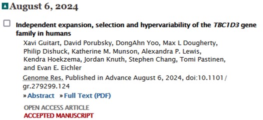 EichlerLab (@eichlerlab) on Twitter photo Eichler grad student Xavi Guitart’s 1st first-author paper "Independent expansion, selection and hypervariability of the TBC1D3
gene family in humans" has been accepted to <a href="/genomeresearch/">Genome Research</a>. Check it out: genome.cshlp.org/content/early/…. <a href="/xavster838/">Xavi Guitart</a> Eichler grad student Xavi Guitart’s 1st first-author paper "Independent expansion, selection and hypervariability of the TBC1D3
gene family in humans" has been accepted to <a href="/genomeresearch/">Genome Research</a>. Check it out: genome.cshlp.org/content/early/…. <a href="/xavster838/">Xavi Guitart</a>