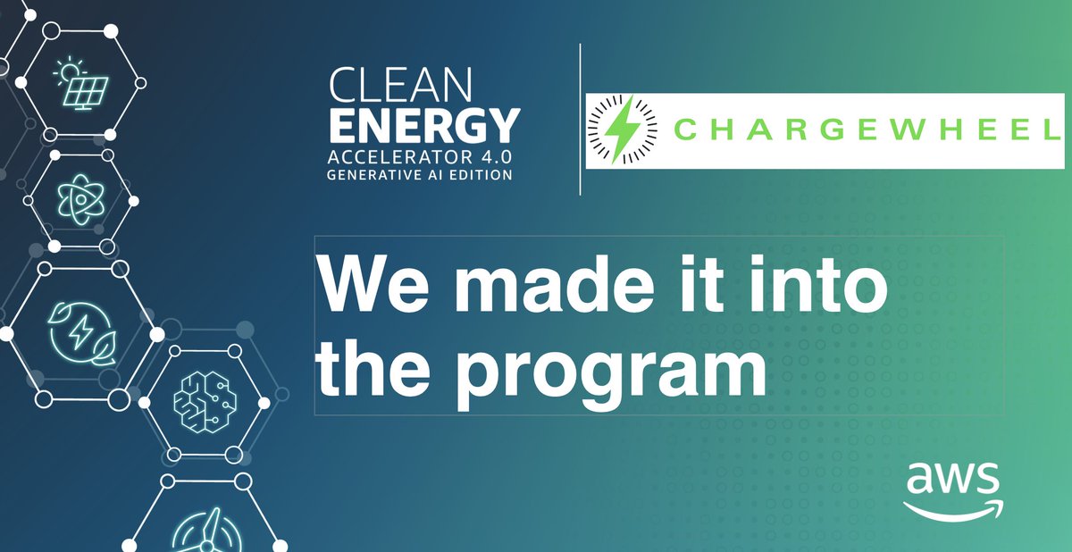 We are excited to announce that ChargeWheel has been selected for the Amazon Web Services (AWS) Clean Energy Accelerator 4.0 cohort out of 800+ applications from 74 countries! 🏆 🎉 
#AWSEnergy #AWSCleanEnergyAccelerator4.0 #cleanenergy #evcharging #batterystorage
