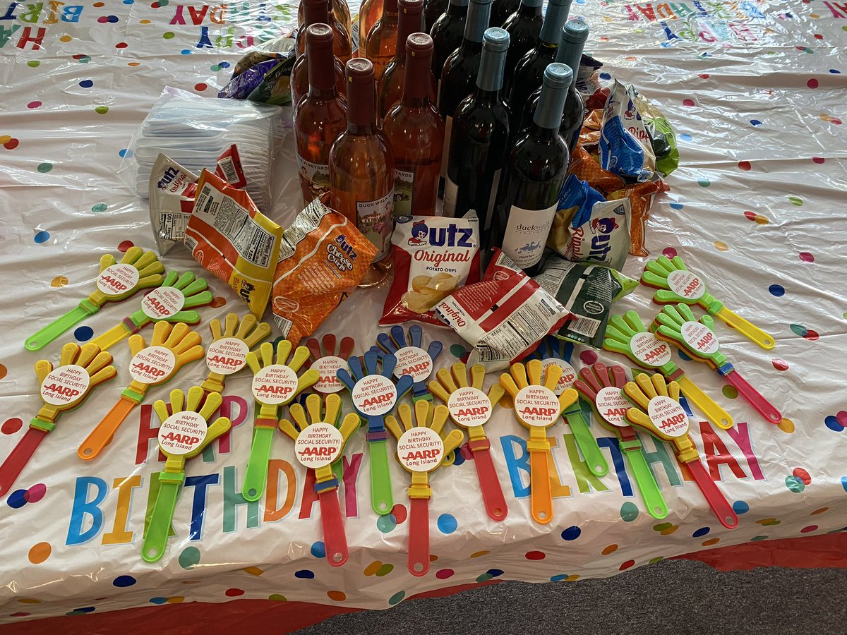 AARPNY's tweet photo. Team #AARPLongIsland celebrated #SocialSecurity‘s 89th birthday! Social Security is your money, earned through a lifetime of hard work.

Join us in celebrating this vital program and showing just how important it is by adding your name to our digital card! https://t.co/reDIcPPC7O https://t.co/yALge7sqIW