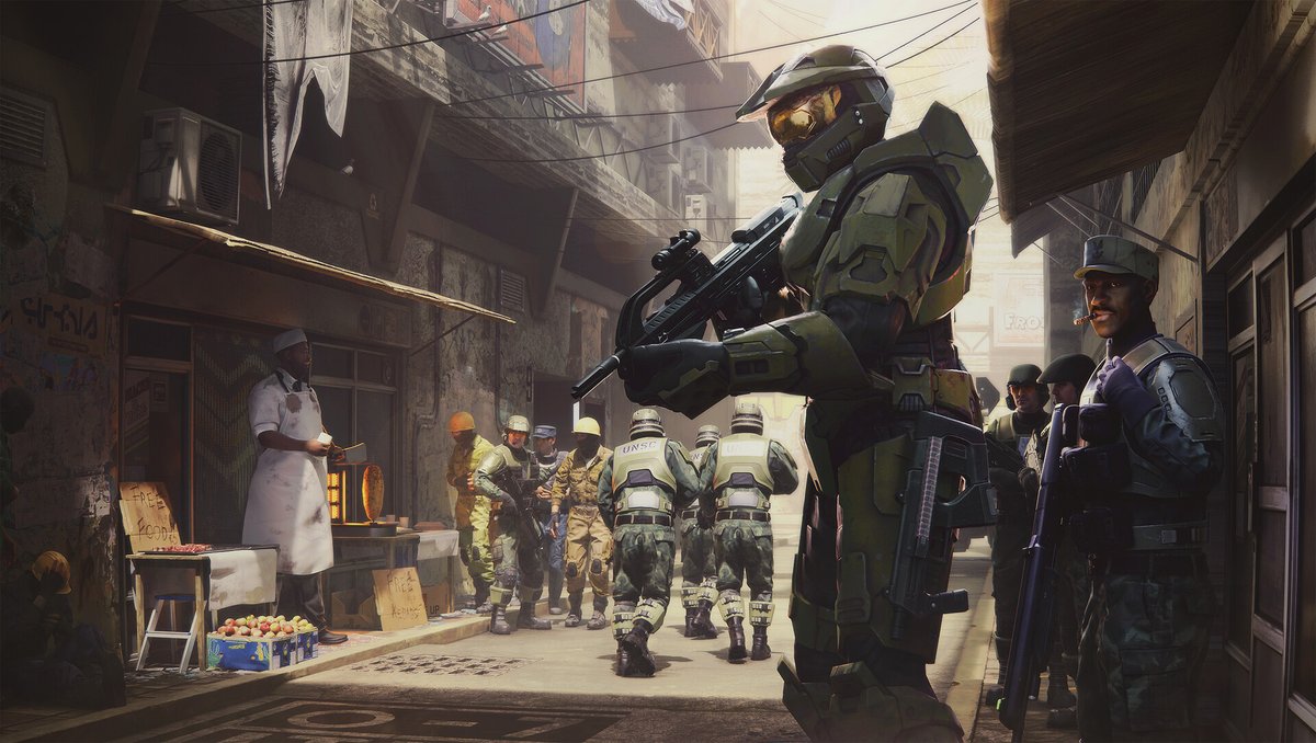 HaloTheGallery's tweet photo. Mombasa Blues

Inspired by the iconic Outskirts map from Halo 2, this artwork shines a spotlight on Master Chief and Sgt. Johnson, set against the bustling streets of Mombasa. It also pays homage to the NMPD officer from Halo 3: ODST and the distinctive Halo 2 marine design. A legendary tribute that captures the essence of Halo’s rich universe and its enduring heroes! 

🎨: @ratdadjoe

#halo #halo2 #masterchief #spartan117 #odst #unsc #halofanart #haloart #halospotlight #halogallery