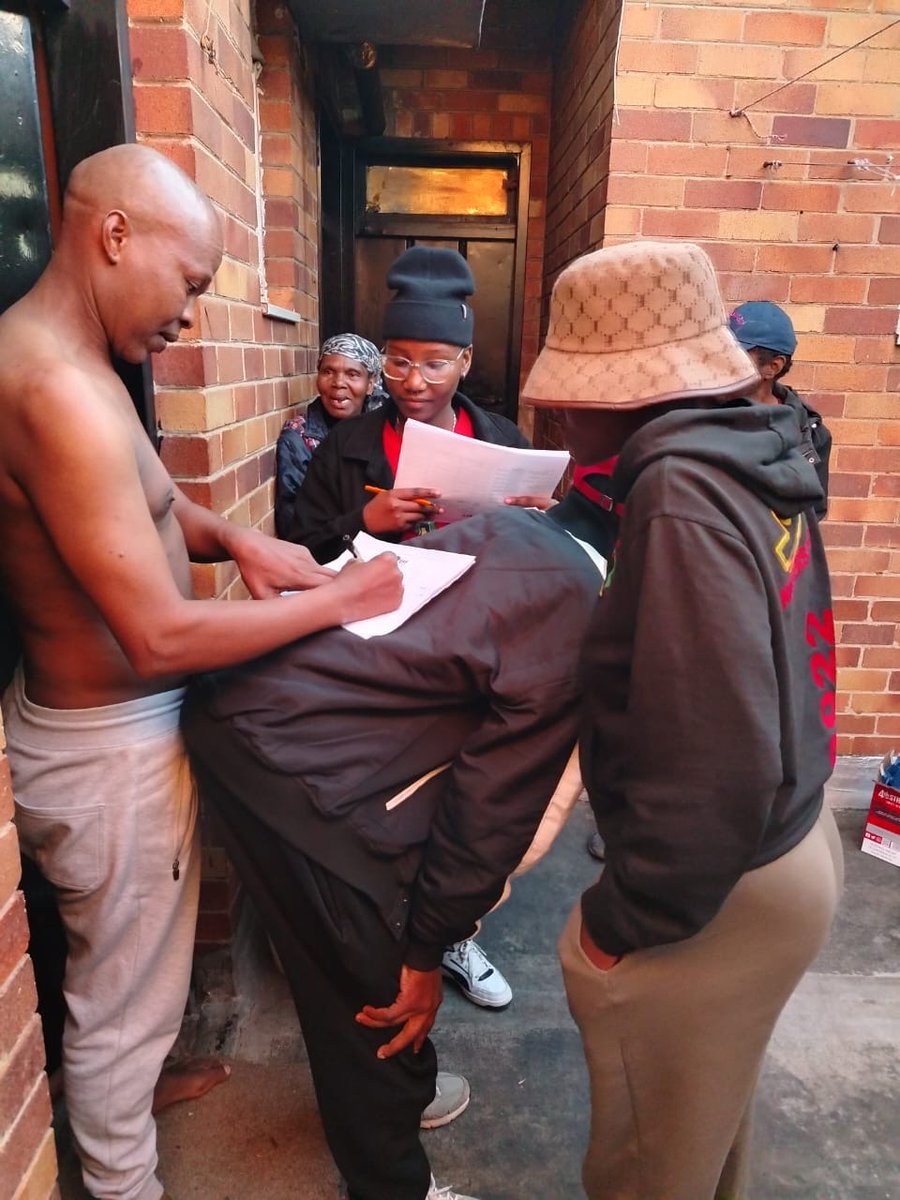 shaun_dlanjwa's tweet photo. Today doing door to door together with @EFFSouthAfrica Councillor Candidate for Ward 87, JHB, young Aphelele Manyana and EFF ground forces. We are fielding women and youth in council,parliament and legislature.The EFF is committed to service delivery #Ward87 #ByElection #VoteEFF https://t.co/Fr91fDYqMz