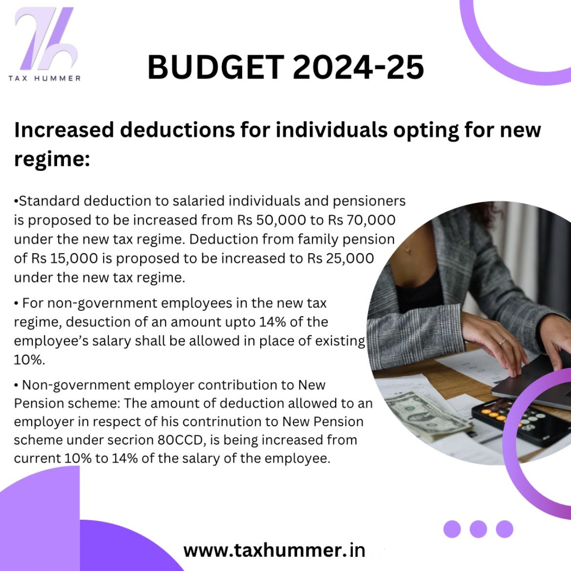 Taxhummer's tweet photo. #In the #Union #Budget 2024-25, the Indian government has introduced several changes to the new tax regime under #Section 115BAC of the Income Tax Act to make it more appealing to taxpayers.

#taxhummer #budgeting #debtfreecommunity #financialfreedom #debtfree https://t.co/UpZO3hGobR