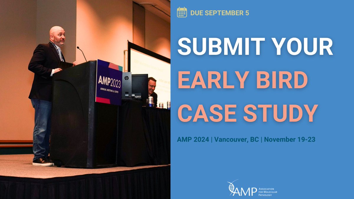 AMPath's tweet image. Your colleagues at #AMPath24 want to hear about your unique, interesting, and/or challenging case studies! Early Bird Case Study submissions are due September 5: ow.ly/mf7f50SEmZj.

We hope to hear from you in Vancouver!

#molpath #pathologists