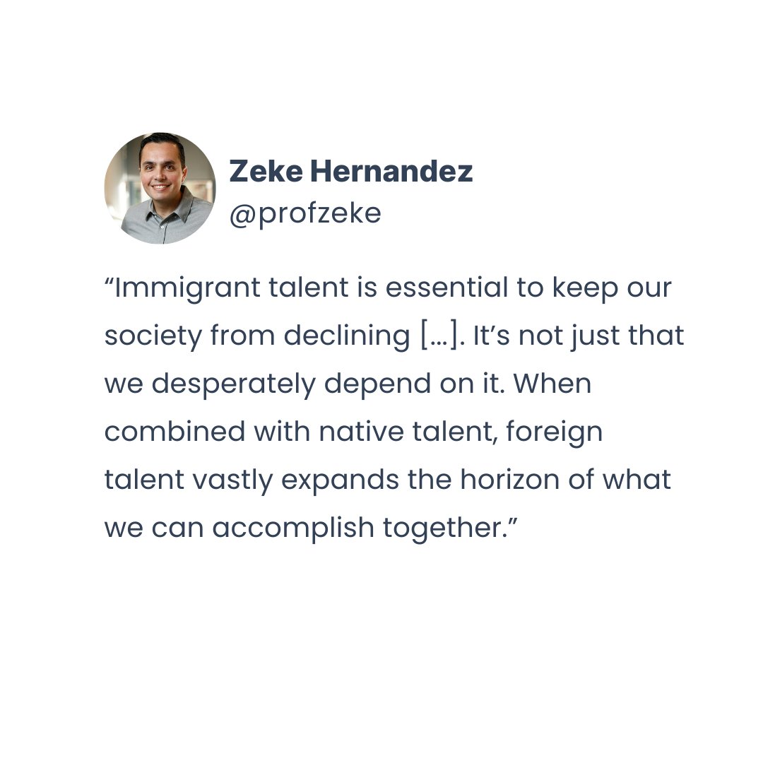 America’s superpower is its ability to attract talent from everywhere. Combining native and immigrant expertise to expand our possibilities. This isn’t just a slogan. It’s back by hard evidence, as I explain in chapter 6 of The Truth About Immigration. 🌍🤝🇺🇸  #UnityInDiversity