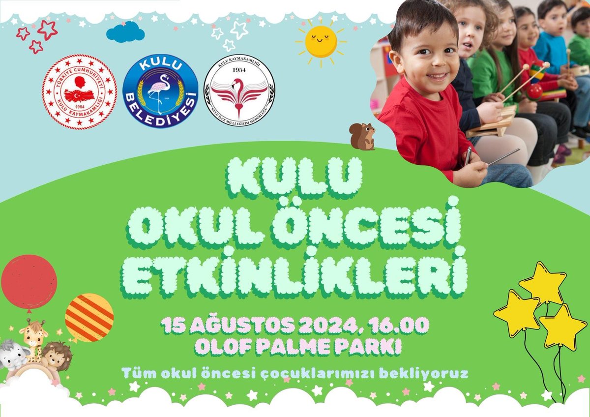 Tüm okul öncesi çocuklarımızı 15 Ağustos, 16.00'da Olof Palme parkındaki etkinliğe bekliyoruz...
🎈🎁🎊🏓⚽🏆📢