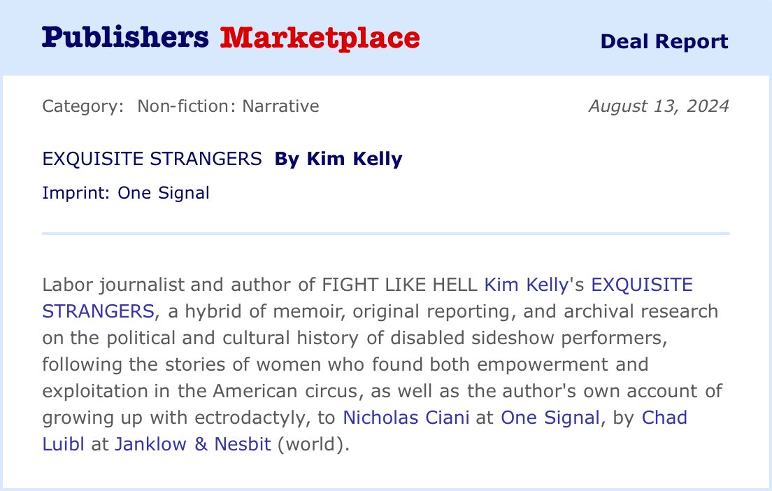 GrimKim's tweet image. ✨ And now, for my next trick… ✨
This is the book I was born to write. Growing up with a rare disability, I often felt all alone in the world—until I found the sideshow and the disabled performers who brought it to life.
I can’t wait to share their stories—and mine—with you.