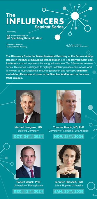 Discovery Center for Musculoskeletal Recovery (@spauldingmsk) on Twitter photo 2 MONTHS AWAY - The Influencers Seminar Series inaugural seminar featuring Dr. Michael Longaker <a href="/Stanford/">Stanford University</a> will be held OCT 24th on the MGH main campus. Learn more about this series and our lineup of speakers by registering here: forms.gle/aT8po8UvdP7dgg… 2 MONTHS AWAY - The Influencers Seminar Series inaugural seminar featuring Dr. Michael Longaker <a href="/Stanford/">Stanford University</a> will be held OCT 24th on the MGH main campus. Learn more about this series and our lineup of speakers by registering here: forms.gle/aT8po8UvdP7dgg…