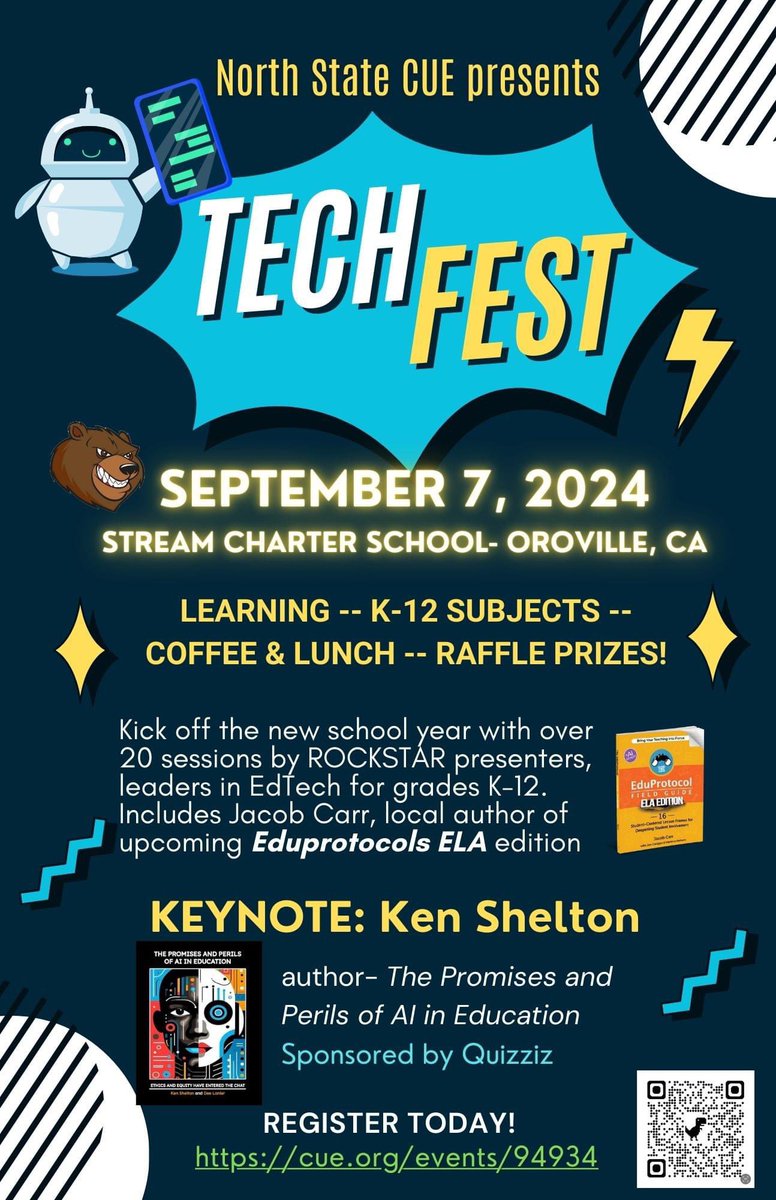 Secure your seat for a high-quality, tech-forward, local event to kick off the new school year! <a href="/NorthStateCUE/">North State CUE</a>’s TechFest has exactly 100 seats available -- register now!

* Keynote by Ken Shelton
* 20 Available Presentations
* EdTech Playground

cue.org/networks/event… ⭐