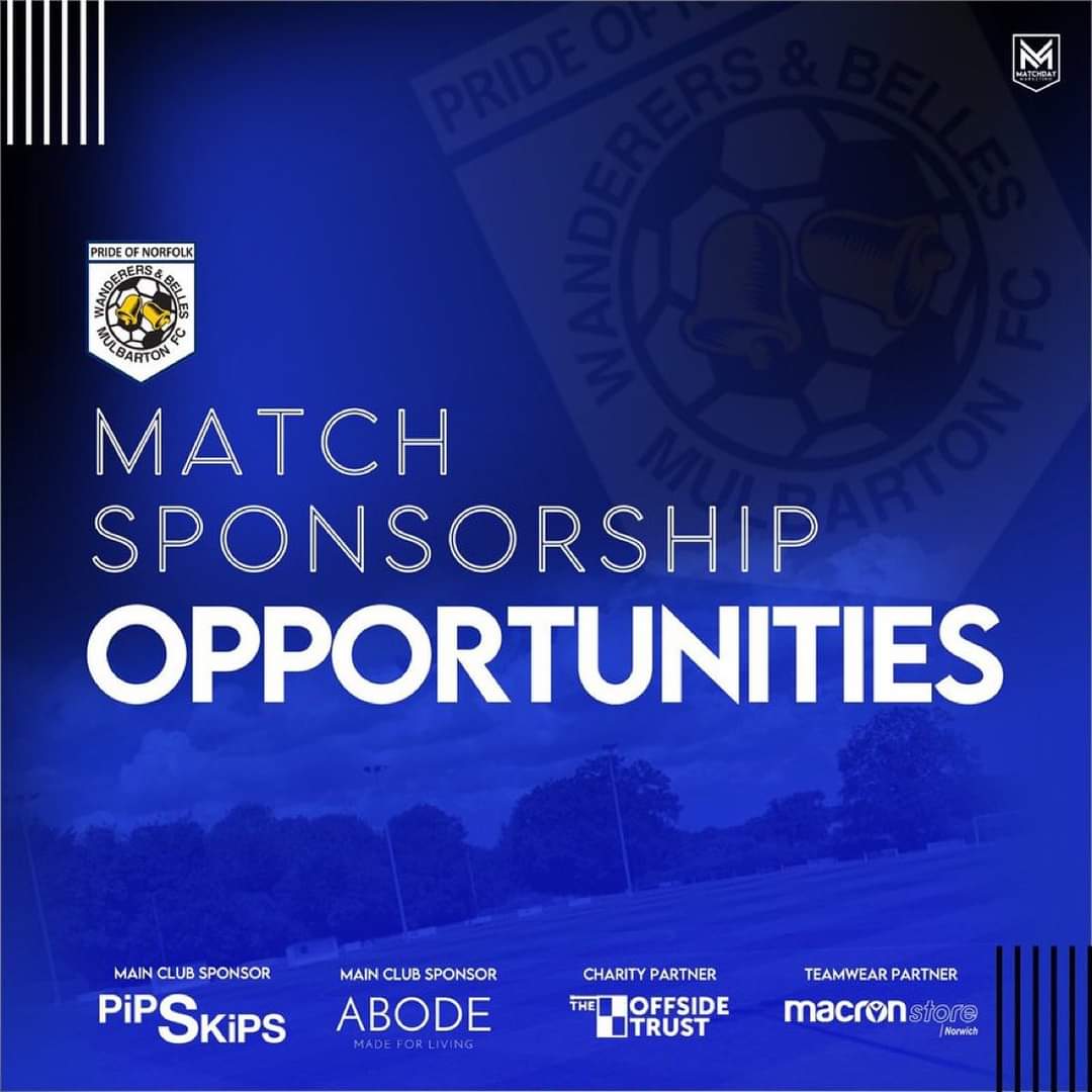 🔵⚫️ MATCH SPONSORS 🔵⚫️

Can you kindly sponsor an upcoming Match?

17/8 v <a href="/gorlestonfc/">Gorleston Football Club</a>
24/8 v <a href="/GoddyRoversFc/">Godmanchester Rovers</a>

✅ 2 x match tickets
✅ Social media shoutout 
✅ Select and Present Player of the Match with 📸 for socials
✅ HT Refreshments

£100

DM or email mwfcmedia@gmail.com