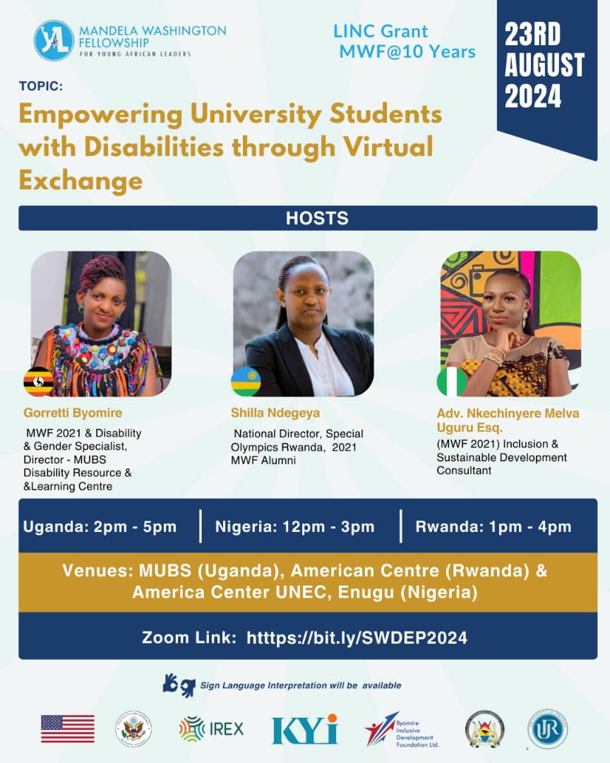 Makerere University Business School (@officialmubs) on Twitter photo Join us for the "Empowering University Students with Disabilities through Continued Virtual Exchange" event on Friday, 23rd August 2024, from 2:00PM to 5:00PM East African Time (EAT) at MUBS main campus.
<a href="/usmissionuganda/">U.S. Mission Uganda</a>
<a href="/NUDIPU/">NUDIPU</a>
<a href="/ByomireGorretti/">BYOMIRE GORRETTI</a>
<a href="/MUBSJinja/">MUBS Jinja Campus</a>
<a href="/MUBSAruaCampus/">Makerere University Business School - Arua Campus</a> Join us for the "Empowering University Students with Disabilities through Continued Virtual Exchange" event on Friday, 23rd August 2024, from 2:00PM to 5:00PM East African Time (EAT) at MUBS main campus.
<a href="/usmissionuganda/">U.S. Mission Uganda</a>
<a href="/NUDIPU/">NUDIPU</a>
<a href="/ByomireGorretti/">BYOMIRE GORRETTI</a>
<a href="/MUBSJinja/">MUBS Jinja Campus</a>
<a href="/MUBSAruaCampus/">Makerere University Business School - Arua Campus</a>
