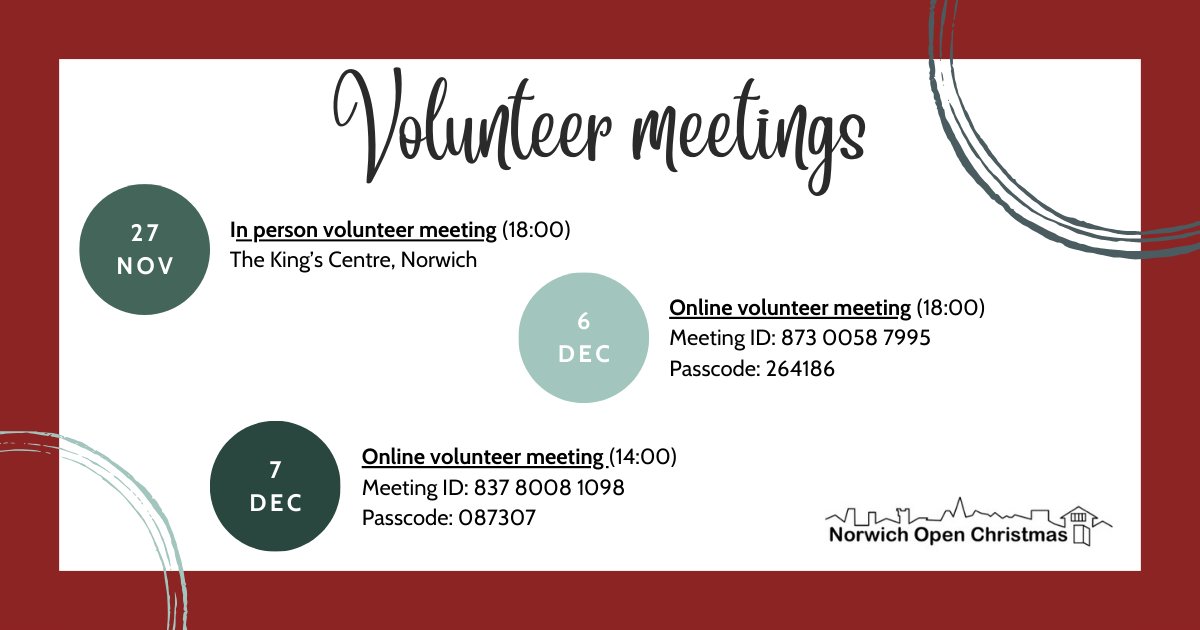 ❗️Information for volunteer applicants❗️

It's really important as part of your volunteer application that you let us know which volunteer meeting you can attend.

We're hosting one in person meeting in November at our new venue, and two online meetings in December.