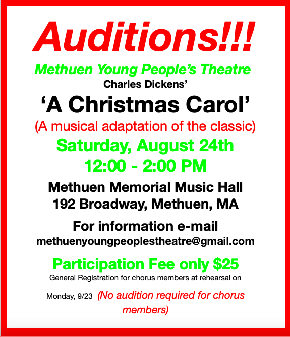 Don't be a humbug! Join us at MYPT on 8/24 for auditions.🙂