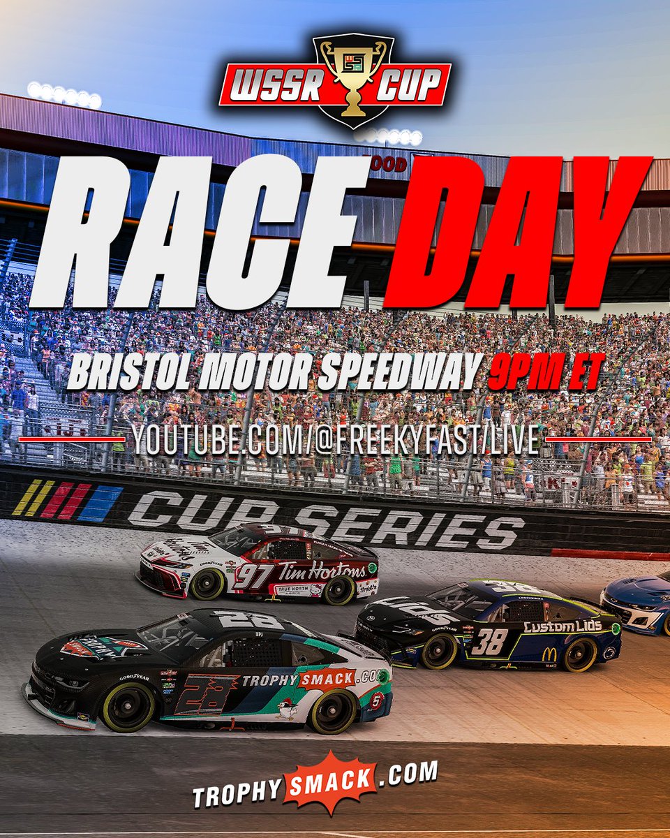 The battle at the great Coliseum. Tonight we wrap up the regular season at Bristol Motor Speedway for the Bristol Thunder 200 Presented by Larry Art’s Productions. Catch all the action tonight at 9pm EST on FreekyFast!

#iRacing | #ChasingTheTrophy | <a href="/TrophySmack/">TrophySmack</a>