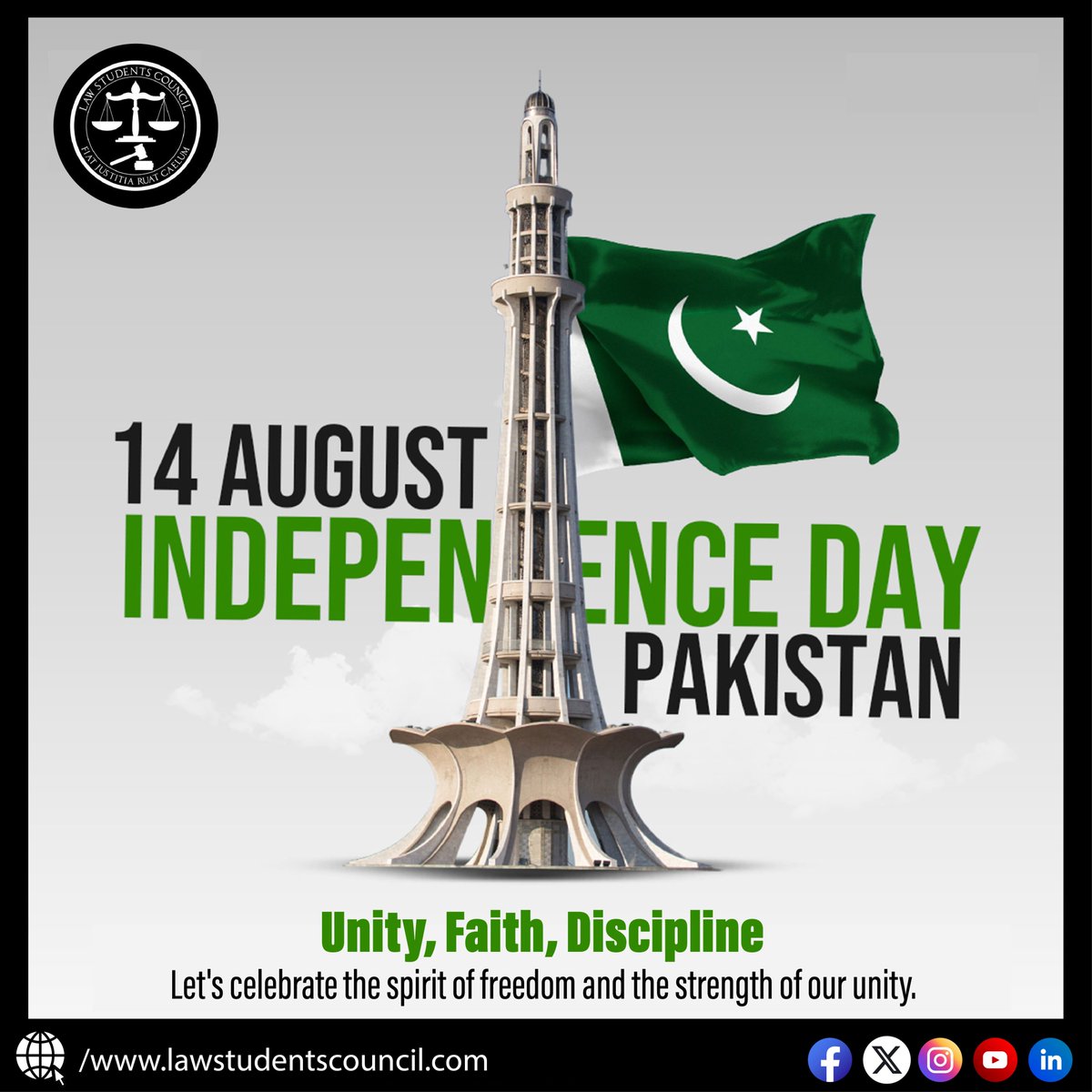 LSCwomen's tweet photo. The Law Students' Council proudly celebrates Pakistan's 𝟳𝟳𝘁𝗵 𝗜𝗻𝗱𝗲𝗽𝗲𝗻𝗱𝗲𝗻𝗰𝗲 𝗗𝗮𝘆 with heartfelt greetings to our nation. https://t.co/hLhz8RS1cY