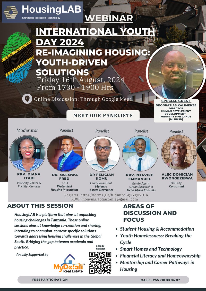 emanjavike's tweet photo. In celebration of 2024 International #YouthDay, We are excited to host Reimagining Housing: Youth-Driven Solutions
Reg.
https://t.co/2uJtMyFDW7
+255 718 880 607
#housing
#realestate
#affordablehousing
#rentalhousing
#housingadvocacy
#housingdevelopment
#housingcrisis
#housinglab https://t.co/NxWpRQwwzF