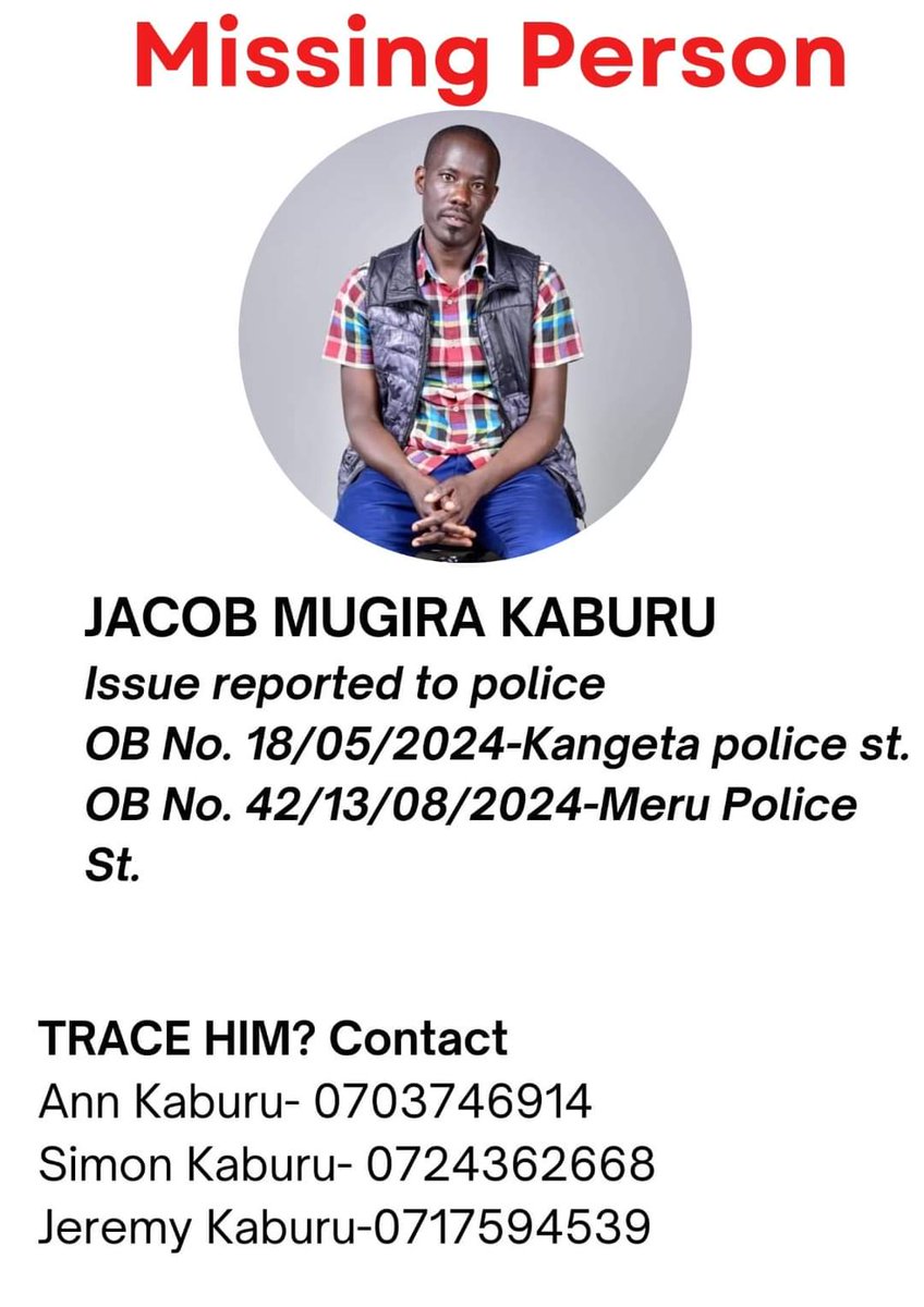 Please help us find our brother he has been missing since 30th of July.<a href="/MrRightke/">MR RIGHT™🇰🇪</a> <a href="/AlinurMohamed_/">Alinur Mohamed</a>