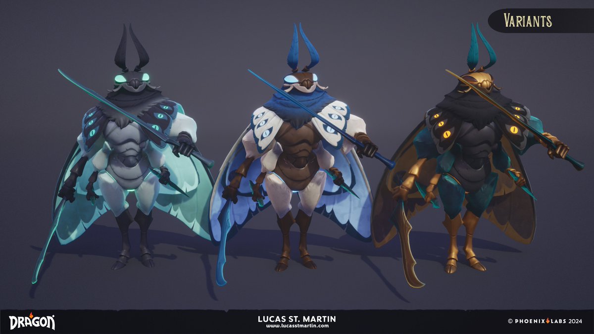 Saintz3d's tweet image. More enemies from #projectdragon The Mothlin Knight! Another favorite of mine. (I know I have a lot of favorites) Nocturnal enemies that attack out of nowhere if you got too close to their little glow worm friends.