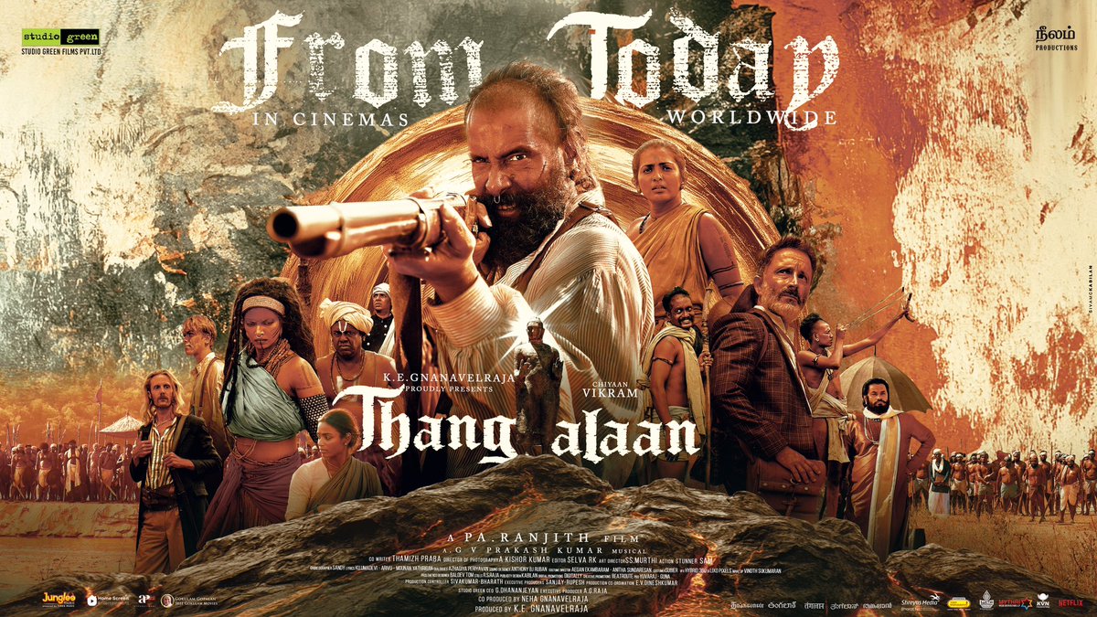StudioGreen2's tweet photo. A Warrior. A Leader. A ray of hope that shines in a dark tale written of blood and gold ✨

Get ready to witness, History on the screens 🗡️

#ThangalaanFromToday

#Thangalaan @Thangalaan @chiyaan @beemji @GnanavelrajaKe @StudioGreen2 @OfficialNeelam @parvatweets @MalavikaM_ @gvprakash @NehaGnanavel @Dhananjayang @KvnProductions @SakthiFilmFctry @Tentkotta @APIfilms @homescreenent @MangoMassMedia @GokulamMovies @MythriRelease @shreyasgroup @NetflixIndia @jungleemusicSTH @gobeatroute @digitallynow
