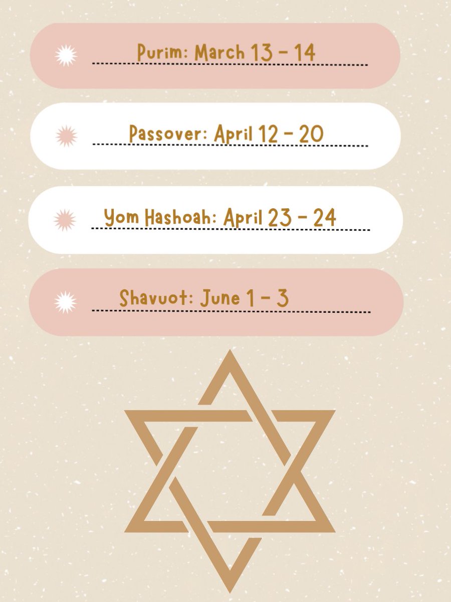 Your essential guide to the Jewish holidays for the 2024 - 2025 year. 

*Not every Jewish holiday is stated, but it does cover the most widely recognized ones.