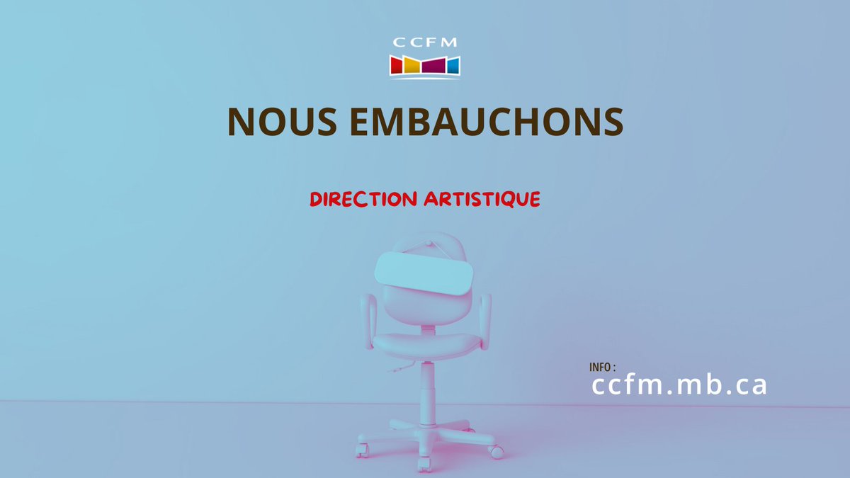 CCFM (@ccfmanitobain) on Twitter photo Le Centre culturel franco-manitobain recrute une Direction artistique!
Passionné(e) par l'art et la culture ? Rejoignez notre équipe dynamique!
Pour en savoir plus et soumettre votre candidature, visitez ccfm.mb.ca d'ici le 13 septembre 2024.
<a href="/infofccf/">Fédération culturelle canadienne française</a> Le Centre culturel franco-manitobain recrute une Direction artistique!
Passionné(e) par l'art et la culture ? Rejoignez notre équipe dynamique!
Pour en savoir plus et soumettre votre candidature, visitez ccfm.mb.ca d'ici le 13 septembre 2024.
<a href="/infofccf/">Fédération culturelle canadienne française</a>