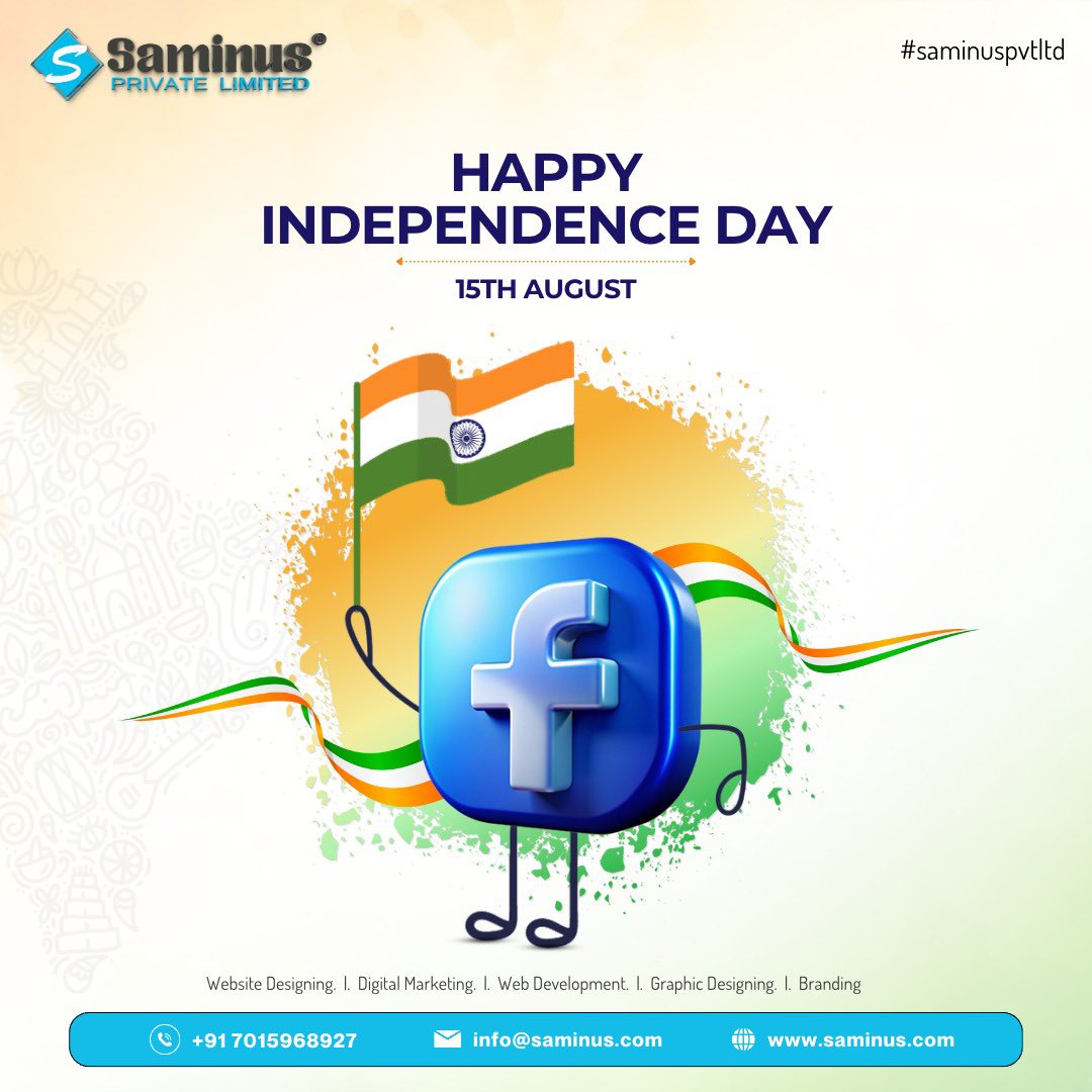 SaminusPvtLtd's tweet photo. 🇮🇳 Happy Independence Day! 🇮🇳

Wishing everyone a day filled with pride and patriotism. Together, let’s keep the tricolor flying high! 🇮🇳

#IndependenceDay #SaminusPrivateLimited #ProudToBeIndian #india #saminuspvtltd ! https://t.co/suxJsbtI4o