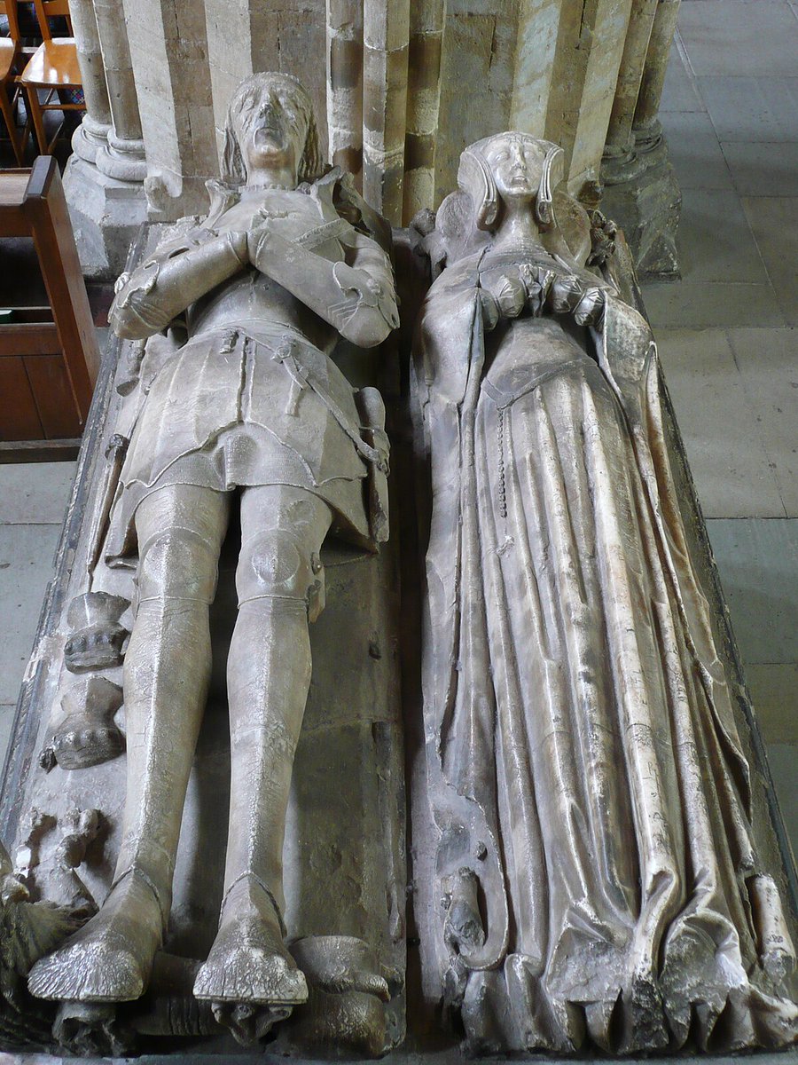 CrispinJohn's tweet photo. Cleaned this splendid C16 tomb at the Cathedral today. Found remnants of the original 1540ish paint, and a shard of Victorian stained glass, blown out in 1941, hidden up Lady Matthew's sleeve. Not sure which I am more astonished by. Over 400 years of history, in a mere dusting. https://t.co/6FxhWY4Mbt
